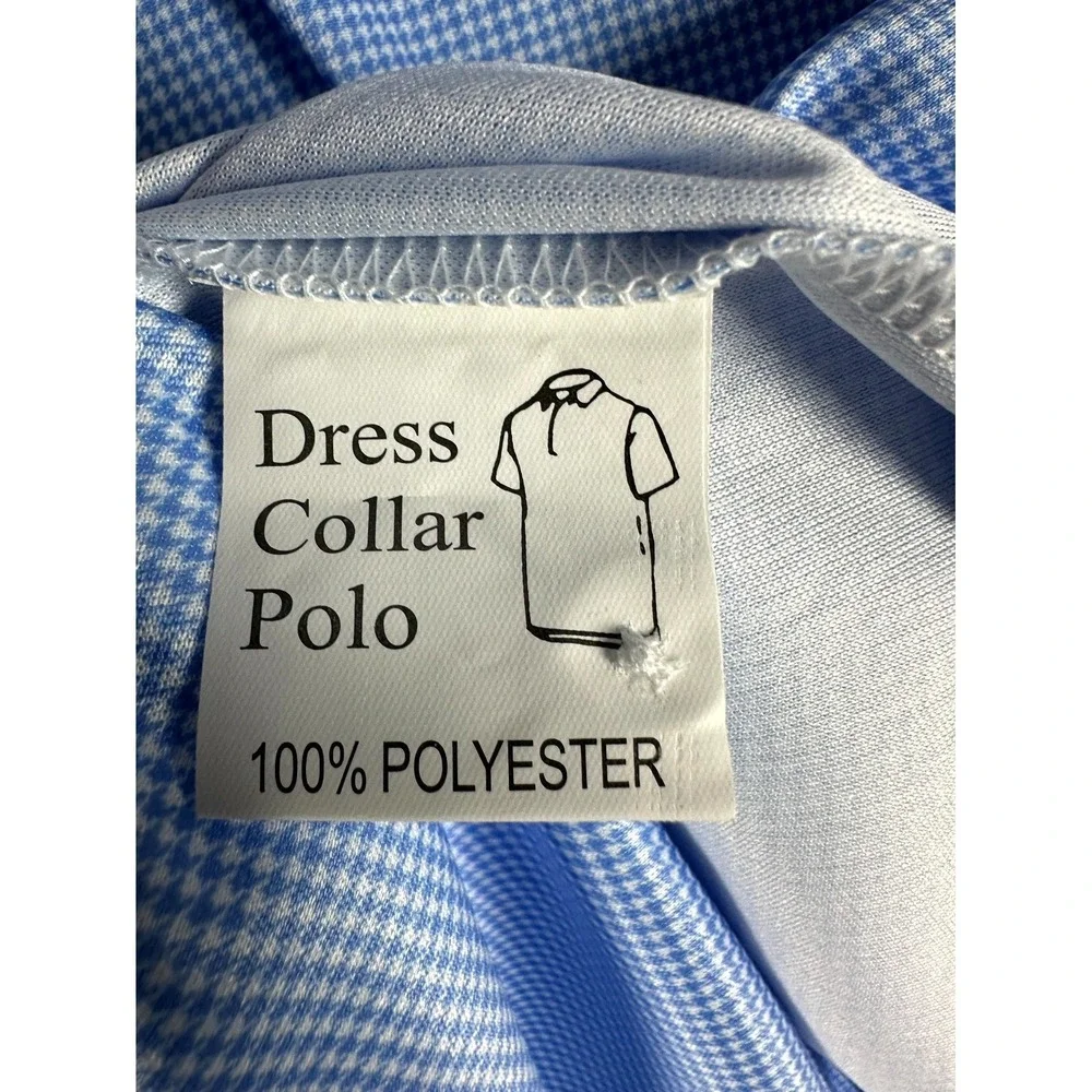Collars Co Polo Shirt Mens 3XL Blue Micro Houndstooth Performance Office New - Picture 6 of 7